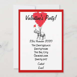Funny elephant valentines party invitation