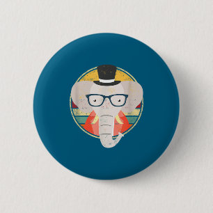 Funny Elephant Wildlife Safari Retro Vintage Outfi 6 Cm Round Badge