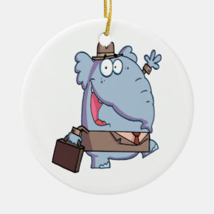 funny elephant with briefcase cartoon ceramic tree decoration