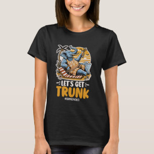 Funny Elephant Women Drinking at Beach T-Shirt