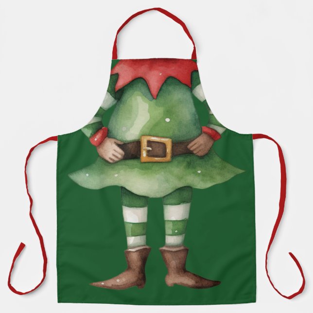 Funny Elf Body Christmas gift Apron (Front)
