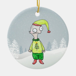 Funny Elf  Ceramic Ornament
