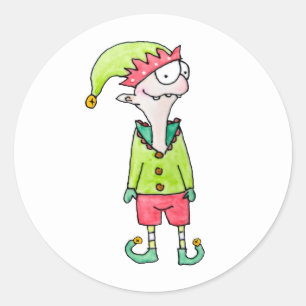 Funny Elf Christmas Classic Round Sticker