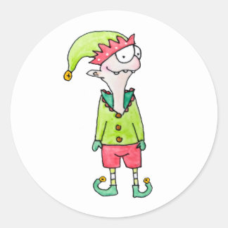 Funny Elf Christmas Classic Round Sticker
