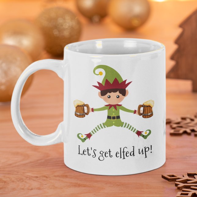 Funny Elf Christmas Let's Get Elfed Up Coffee Mug (Creator Uploaded)