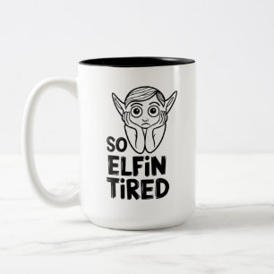 Funny ELF Christmas Morning Stocking Stuffer Two-Tone Coffee Mug