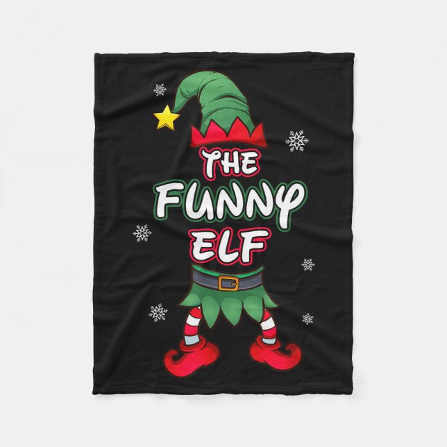 Funny Elf Christmas Pajamas Pjs Matching Family Gr Fleece Blanket (Front)
