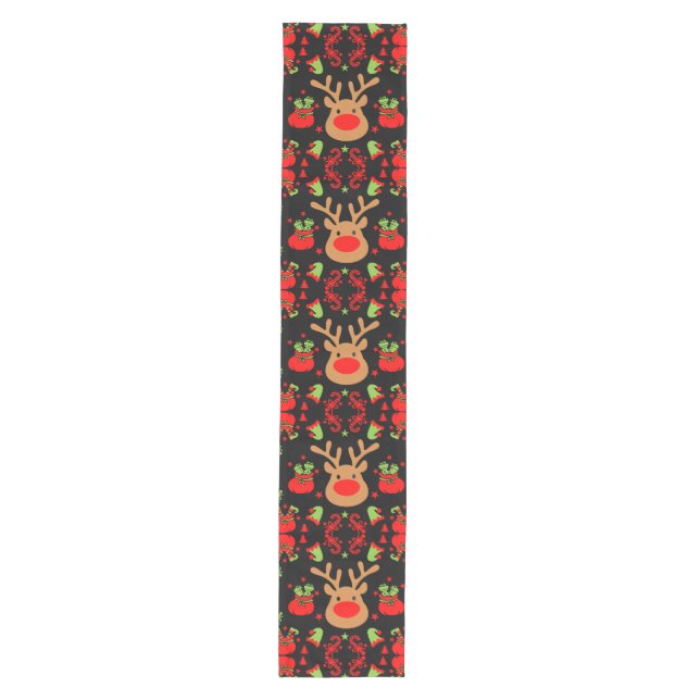 Funny Elf Christmas Wrapping Medium Table Runner (Front)