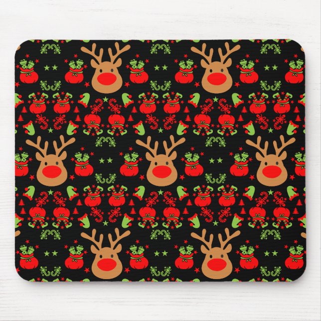 Funny Elf Christmas Wrapping Mouse Pad (Front)