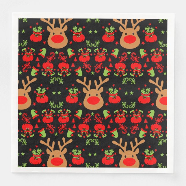 Funny Elf Christmas Wrapping Napkin (Front)