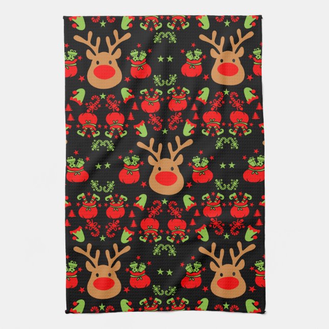 Funny Elf Christmas Wrapping Tea Towel (Vertical)