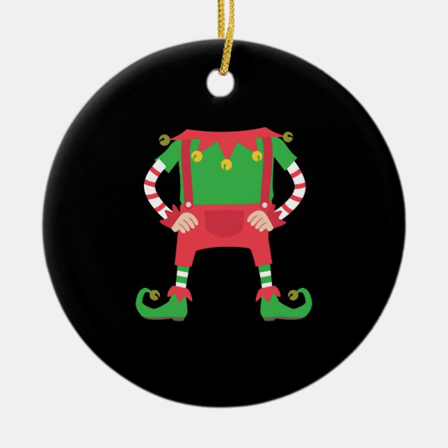 Funny Elf costume Funny Santa Christmas Ceramic Ornament (Front)