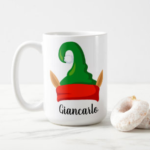 Funny elf ears red green hat personalized coffee mug