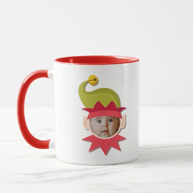 Funny Elf Face Christmas Mug (Left)