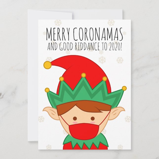 Funny Elf Face Mask Merry Christmas Mask Holiday Card (Front)