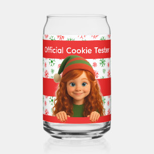 Funny Elf Faces & Legs North Pole Fun Christmas Can Glass