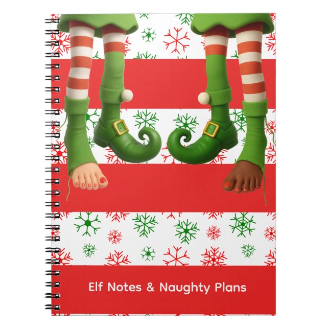 Funny Elf Faces & Legs | North Pole Fun Christmas  Notebook (Front)