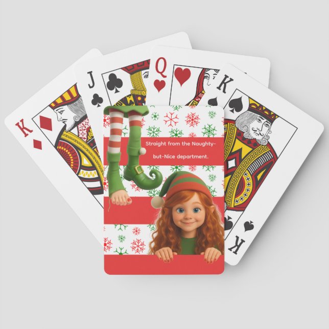 Funny Elf Faces & Legs | North Pole Mischief  Playing Cards (Back)