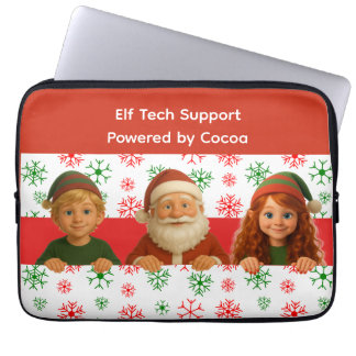 Funny Elf Faces & Legs | North Pole Workshop Elect Laptop Sleeve