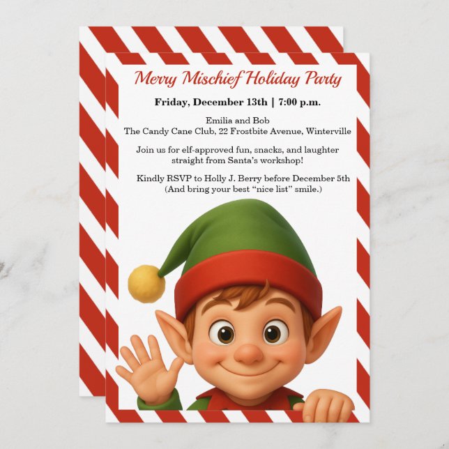 Funny Elf Faces | North Pole Fun Christmas Party  Invitation (Front/Back)