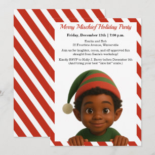 Funny Elf Faces   North Pole Fun Christmas Party  Invitation