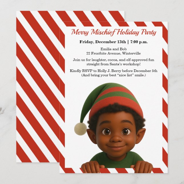 Funny Elf Faces | North Pole Fun Christmas Party  Invitation (Front/Back)