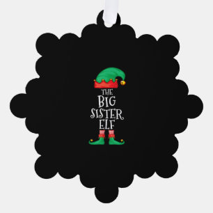 Funny Elf Family Christmas Big Sister Elf Tree Decoration Card