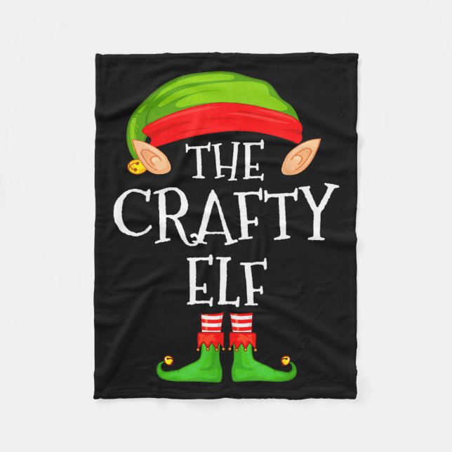 Funny Elf Family Christmas Crafty Elf Sweater Matc Fleece Blanket (Front)