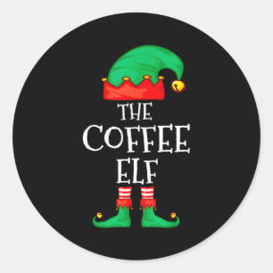 Funny Elf Family Christmas The Coffee Elf Sweater Classic Round Sticker