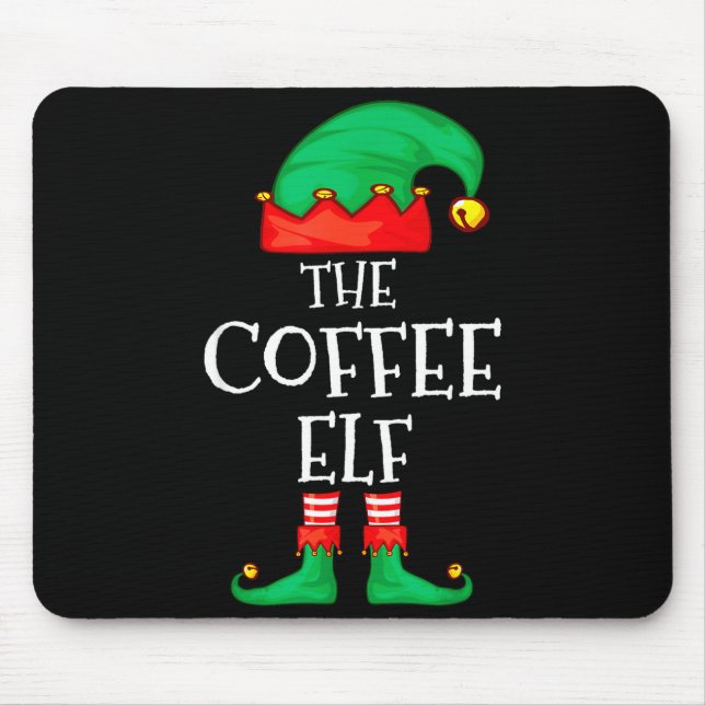Funny Elf Family Christmas The Coffee Elf Sweater  Mouse Pad (Front)