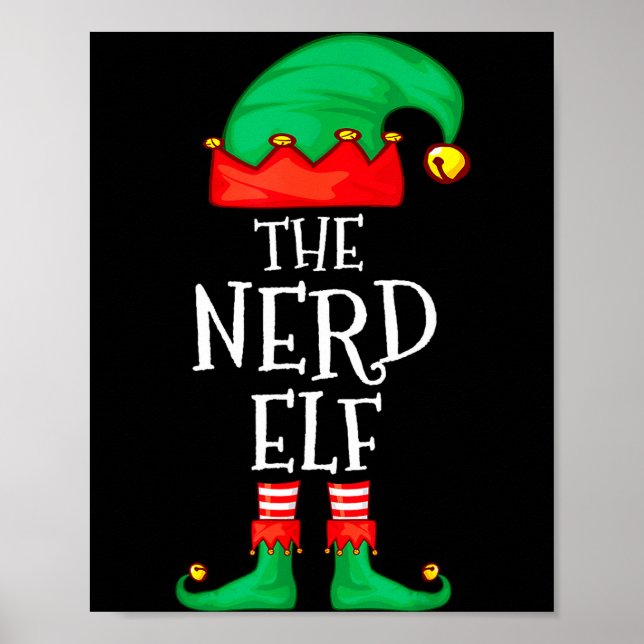 Funny Elf Family Christmas The Nerd Elf Sweater Me Poster (Front)
