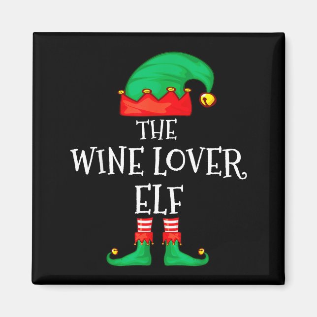 Funny Elf Family Christmas The Wine Lover Elf Men  Magnet (Front)