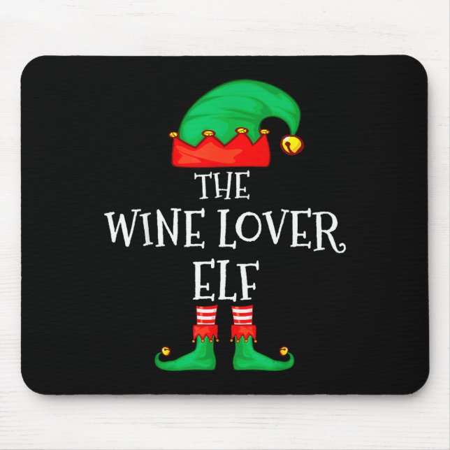 Funny Elf Family Christmas The Wine Lover Elf Men  Mouse Pad (Front)