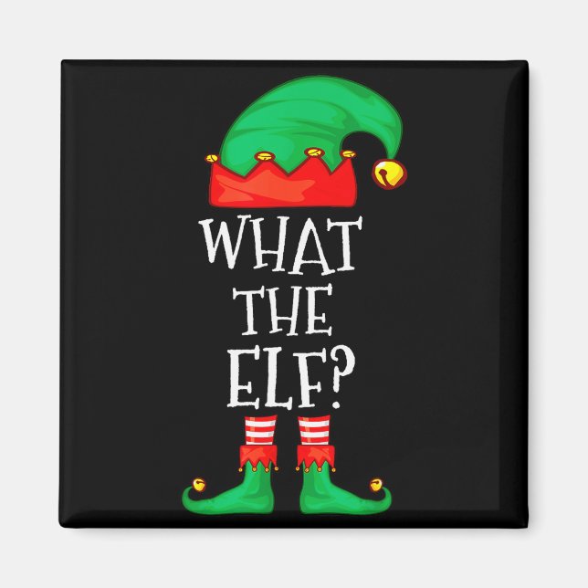 Funny Elf Family Christmas What The Elf Sweater Me Magnet (Front)