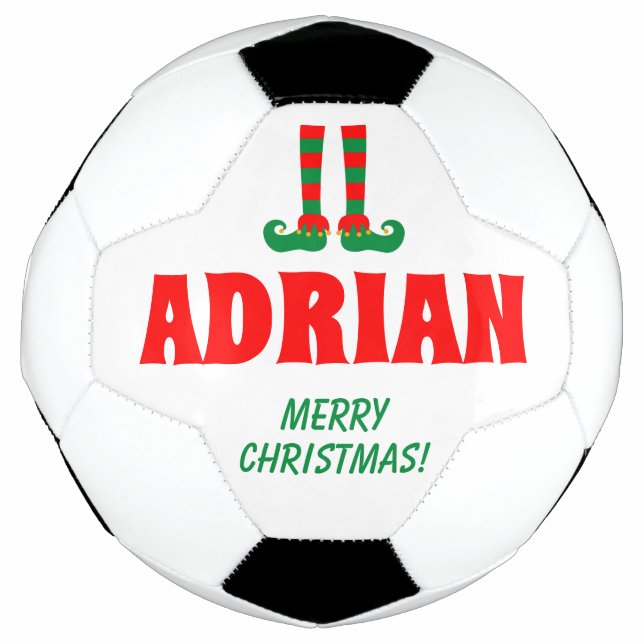 Funny elf feet Christmas soccer ball sports gift (Front)