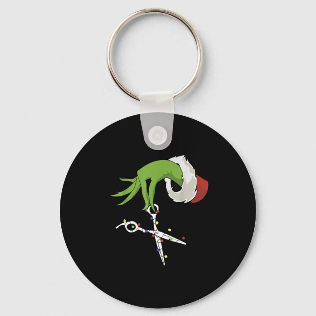 Funny Elf Hands Hair Stylist Hairdresser Scissor B Key Ring (Front)