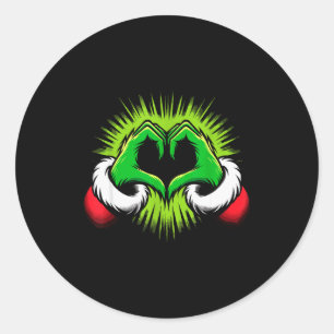 Funny Elf Heart Hands Love Christmas  Classic Round Sticker