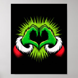 Funny Elf Heart Hands Love Christmas  Poster