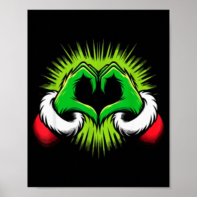 Funny Elf Heart Hands Love Christmas  Poster (Front)