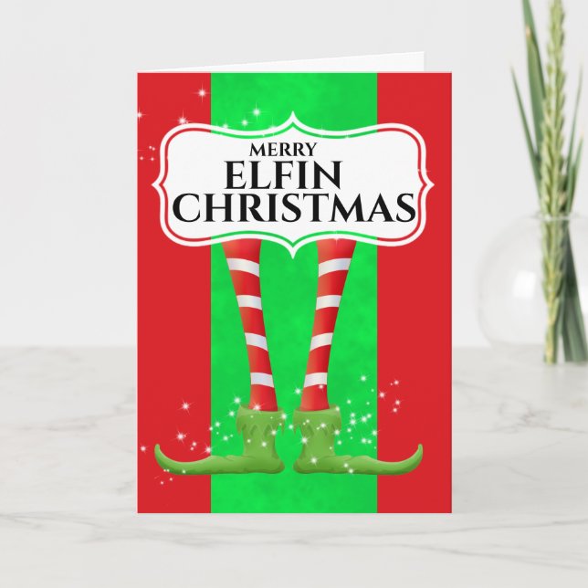 Funny elf humour merry elfin Christmas rude Card (Front)