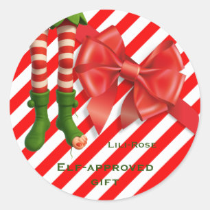 Funny Elf Legs Christmas   North Pole Mischief  Classic Round Sticker