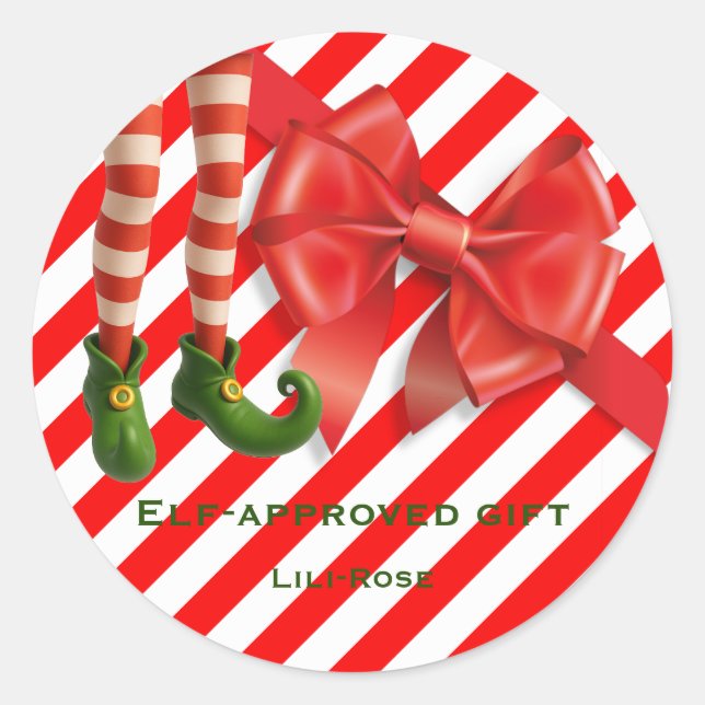 Funny Elf Legs Christmas | North Pole Mischief  Classic Round Sticker (Front)