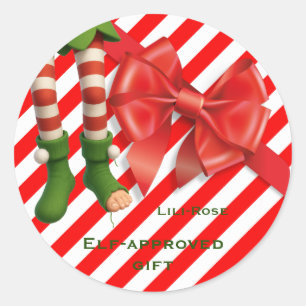 Funny Elf Legs Christmas   North Pole Mischief  Classic Round Sticker