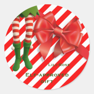 Funny Elf Legs Christmas   North Pole Mischief  Classic Round Sticker
