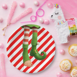 Funny Elf Legs Christmas   North Pole Mischief  Paper Plate