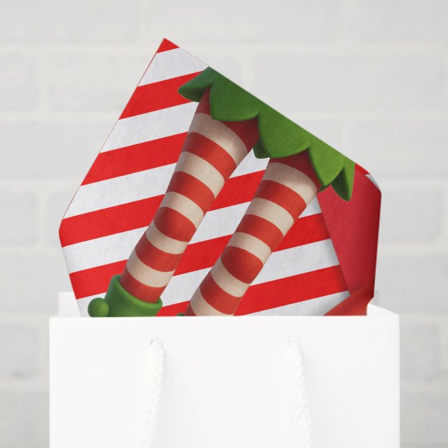 Funny Elf Legs Christmas | North Pole Mischief  Tissue Paper (Gift Bag)