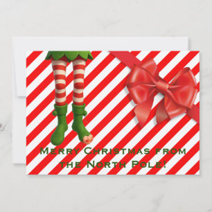 Funny Elf Legs Holiday Card North Pole Mischief
