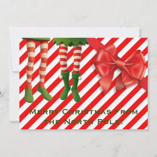 Funny Elf Legs Holiday Card   North Pole Mischief 