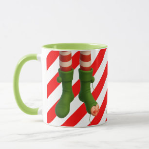 Funny Elf Legs Holiday Card North Pole Mischief Mug