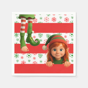 Funny Elf Legs North Pole Fun Christmas Paper Na Napkin